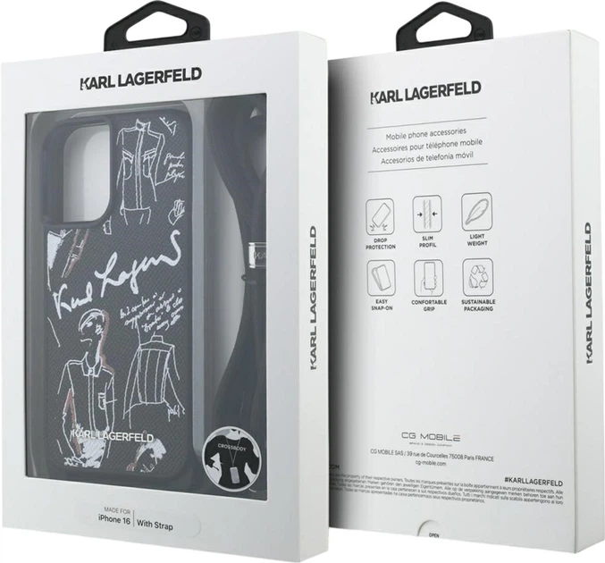 Панель Karl Lagerfeld Crossbody Grained Pattern & Logo для Apple iPhone 16 Black (KLHCP16SPGGRMPCK) - зображення 7