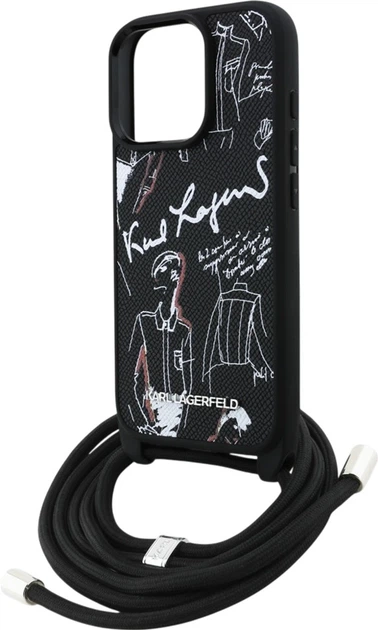 Etui plecki Karl Lagerfeld Crossbody Grained Pattern & Logo do Apple iPhone 16 Pro Black (KLHCP16LPGGRMPCK) - obraz 5