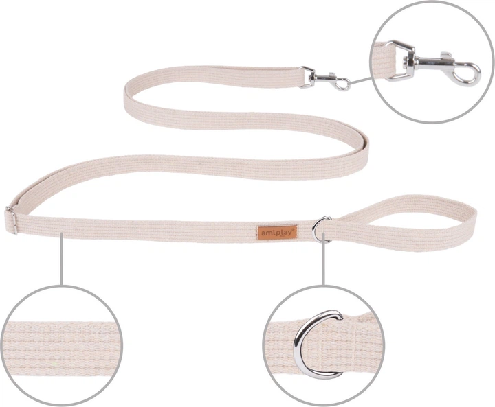 Регульований повідець Amiplay Cotton Easy Fix XL 160 - 300 см Бежевий (5906160228023) - зображення 2