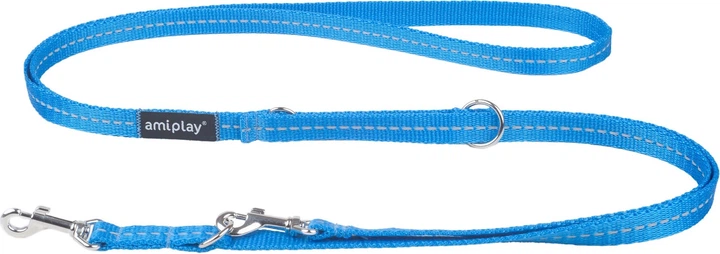 Smycz regulowana Amiplay Reflective 6 w 1 M 100 - 200 cm Niebieska (5907563215559) - obraz 1
