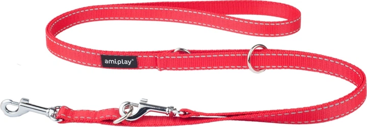 Регульований повідець Amiplay Reflective 6 в 1 XL 100 - 200 см Червоний (5907563215627) - зображення 1