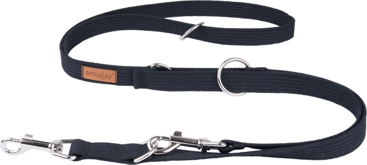 Smycz regulowana Amiplay Cotton 6 w 1 S 100 - 200 cm Czarna (5907563221468) - obraz 1