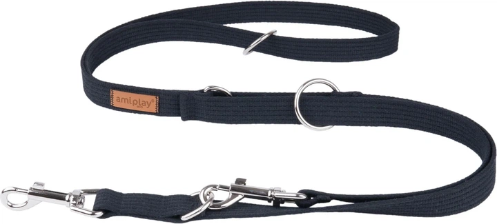Smycz regulowana Amiplay Cotton 6 w 1 XL 100 - 200 cm Czarna (5907563221529) - obraz 1