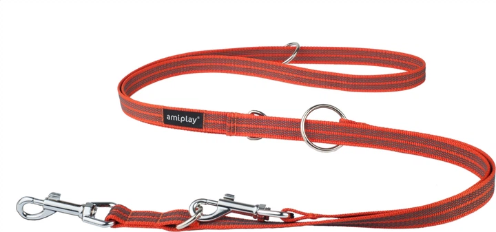 Smycz regulowana Amiplay Rubber 6 w 1 S - M 100 - 200 cm Pomarańczowa (5907563221758) - obraz 2