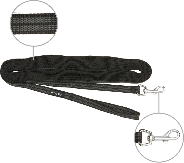 Тренувальний повідець Amiplay Rubber L - XL 1000 x 2 см Чорний (5907563221895) - зображення 2