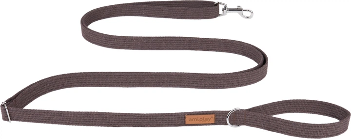 Регульований повідець Amiplay Cotton Easy Fix S 160 - 300 см Коричневий (5907563227439) - зображення 1