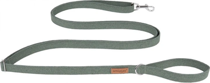 Регульований повідець Amiplay Cotton Easy Fix S 160 - 300 см Хакі (5907563227422) - зображення 1