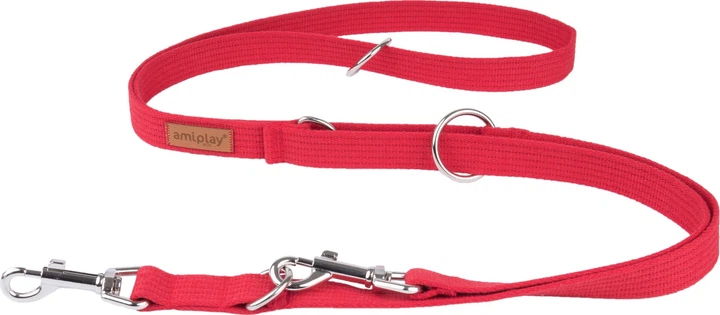Регульований повідець Amiplay Cotton Easy Fix M 160 - 300 см Червоний (5907563227460) - зображення 1