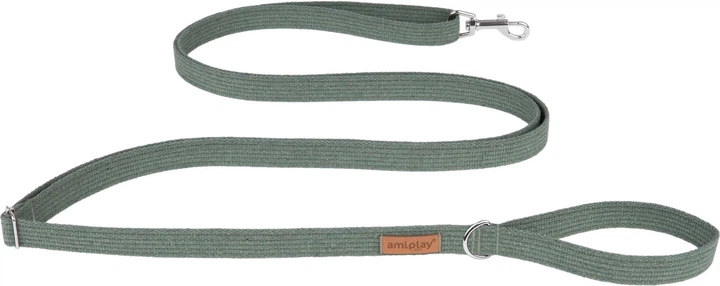 Регульований повідець Amiplay Cotton Easy Fix L 160 - 300 см Хакі (5907563227545) - зображення 1