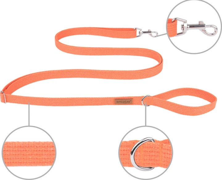 Регульований повідець Amiplay Cotton Easy Fix S 160 - 300 см Помаранчевий (5907563231962) - зображення 2