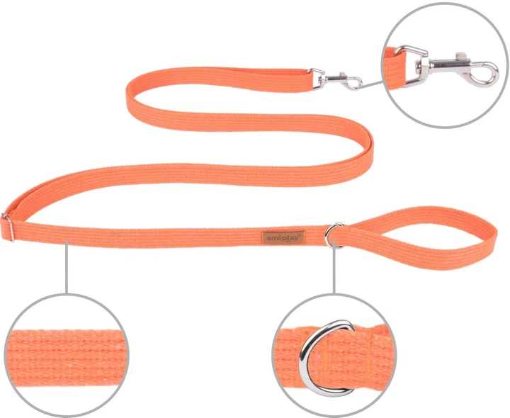 Регульований повідець Amiplay Cotton Easy Fix L 160 - 300 см Помаранчевий (5907563231986) - зображення 2