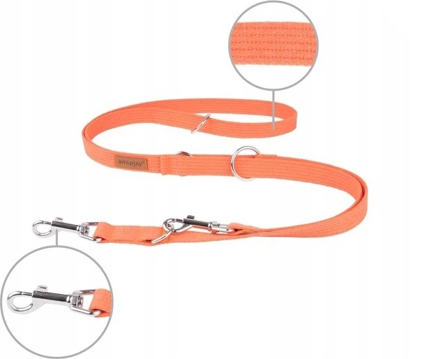 Регульований повідець Amiplay Cotton 6 в 1 XL 100 - 200 см Помаранчевий (5907563232037) - зображення 2