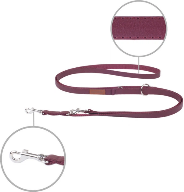Smycz regulowana Amiplay New York 6 w 1 S 100 - 200 cm Bordowa (5907563253353) - obraz 2