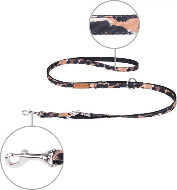 Регульований повідець Amiplay Safari 6 в 1 S 100 - 200 см Пантера (5907563262638) - зображення 2