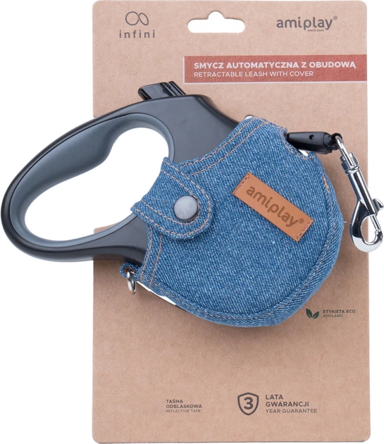 Автоматичний повідець Amiplay Infini з корпусом Denim M 5 м Синій (5907563271500) - зображення 5