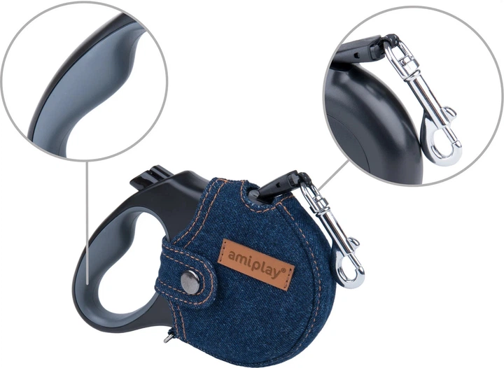 Автоматичний повідець Amiplay Infini з корпусом Denim XL 5 м Темно-синій (5907563271555) - зображення 2