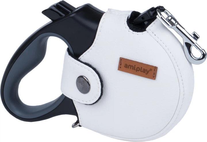 Smycz automatyczna Amiplay Infini z obudową New York S 3 m Biała (5907563271791) - obraz 1