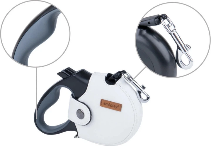 Smycz automatyczna Amiplay Infini z obudową New York M 5 m Biała (5907563271838) - obraz 2