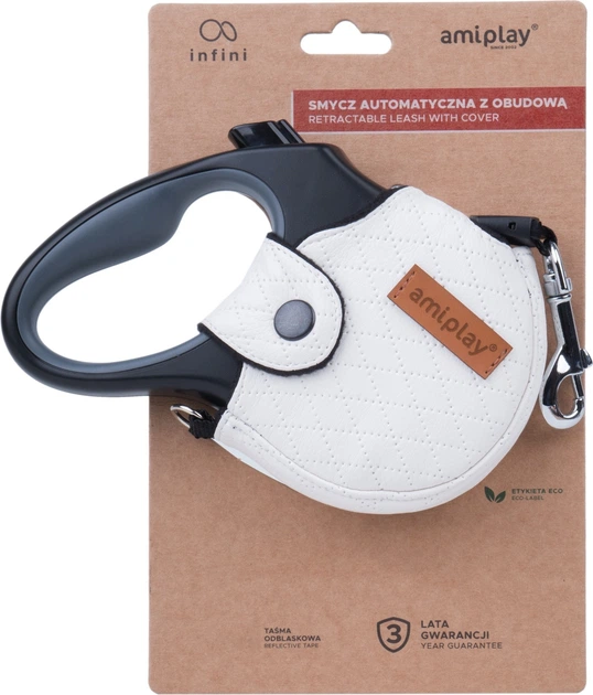 Smycz automatyczna Amiplay Infini z obudową New York XL 5 m Biała (5907563271937) - obraz 2