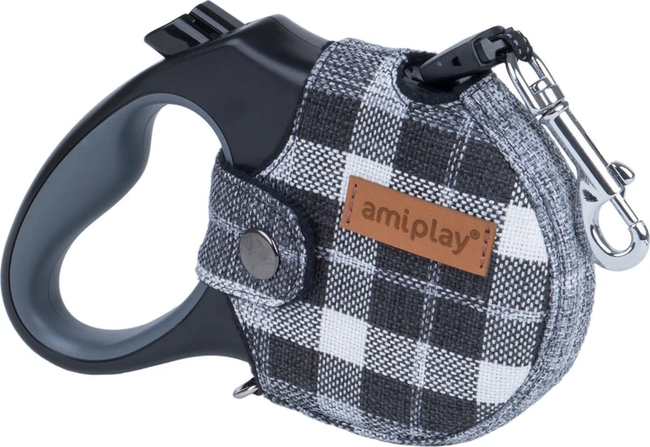 Smycz automatyczna Amiplay Infini z obudową London L 5 m Szara (5907563272040) - obraz 1