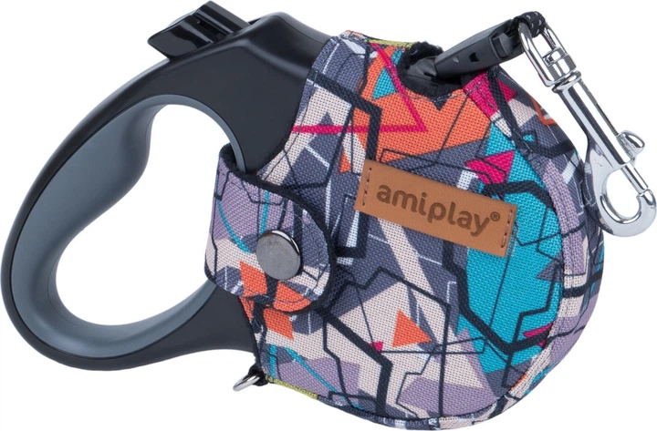 Smycz automatyczna Amiplay Infini z obudową Adventure L 5 m Abstrakcja (5907563272200) - obraz 1