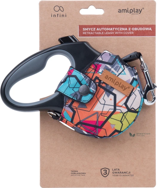 Smycz automatyczna Amiplay Infini z obudową Adventure L 5 m Abstrakcja (5907563272200) - obraz 4