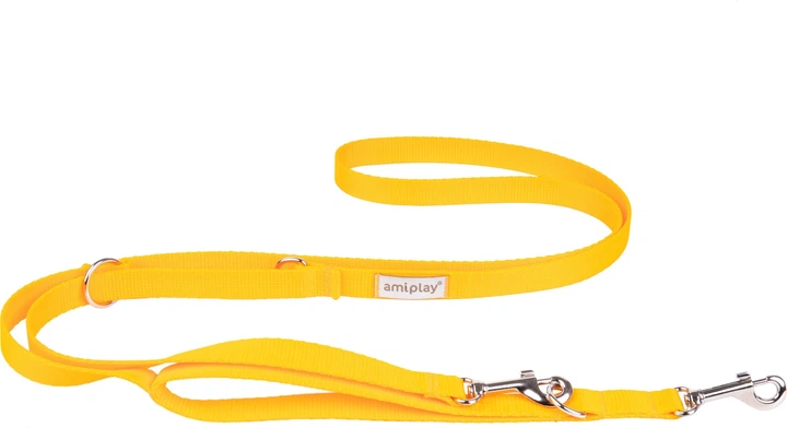 Регульований повідець Amiplay Samba 7 в 1 L 100 - 200 см Жовтий (5907563278189) - зображення 1