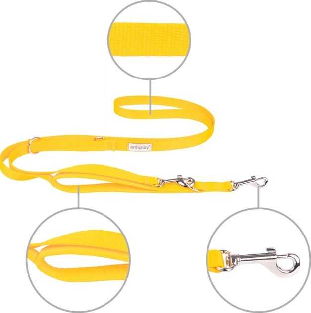 Регульований повідець Amiplay Samba 7 в 1 L 100 - 200 см Жовтий (5907563278189) - зображення 2