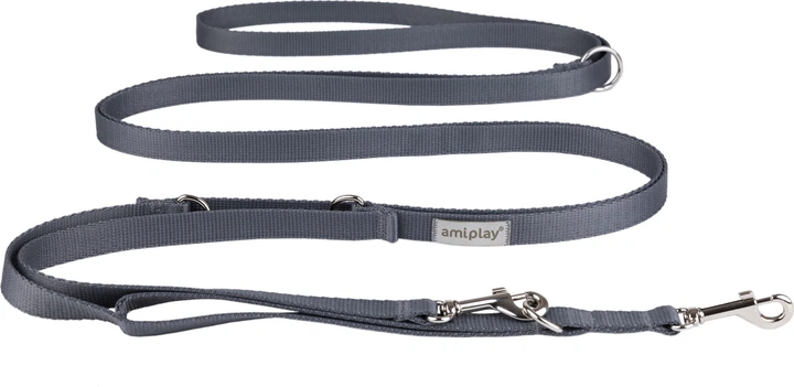 Регульований повідець Amiplay Samba 8 в 1 S 200 - 400 см Сірий (5907563301320) - зображення 1