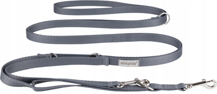 Регульований повідець Amiplay Samba 8 в 1 M 200 - 400 см Сірий (5907563301405) - зображення 1