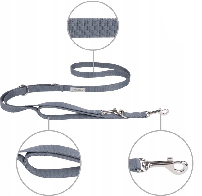 Регульований повідець Amiplay Samba 8 в 1 L 200 - 400 см Сірий (5907563301481) - зображення 2