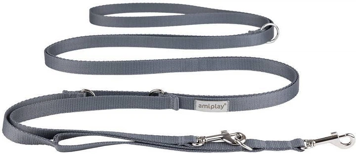 Регульований повідець Amiplay Samba 8 в 1 XL 200 - 400 см Сірий (5907563301566) - зображення 1