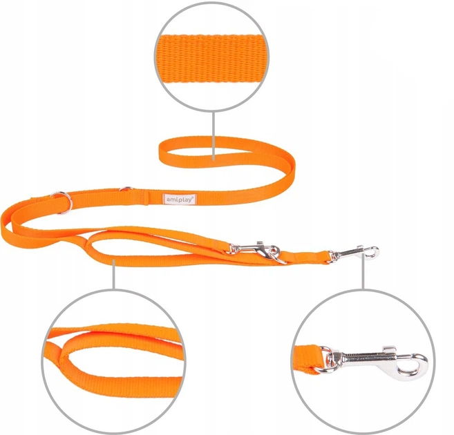 Регульований повідець Amiplay Samba 8 в 1 L 200 - 400 см Помаранчевий (5907563301528) - зображення 2