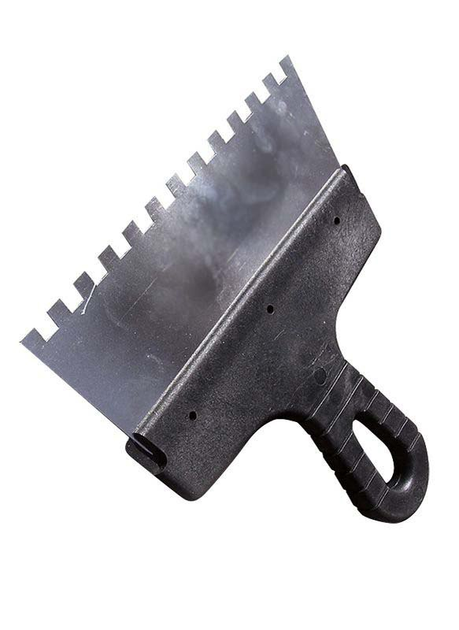 Шпатель из нержавеющей стали LT 200 мм с зубом 6х6 мм Черный (111-200-6) - Фото 1 Шпатель из нержавеющей стали LT 200 мм с зубом 6х6 мм Черный (111-200-6) - изображение 1