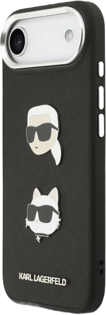 Панель Karl Lagerfeld FW Grained Karl&Choupette Heads Pins&Logo для Apple iPhone 17 Air Black (KLHCP17MPSFDHPOK) - зображення 2