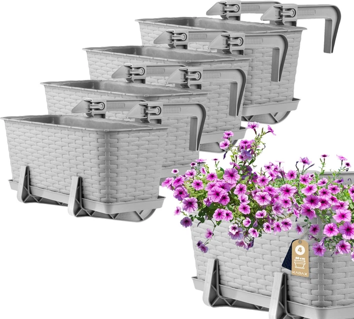 Балконний горщик з ручками Kadax Castro K8204 4 шт. Світло-сірий - зображення 1