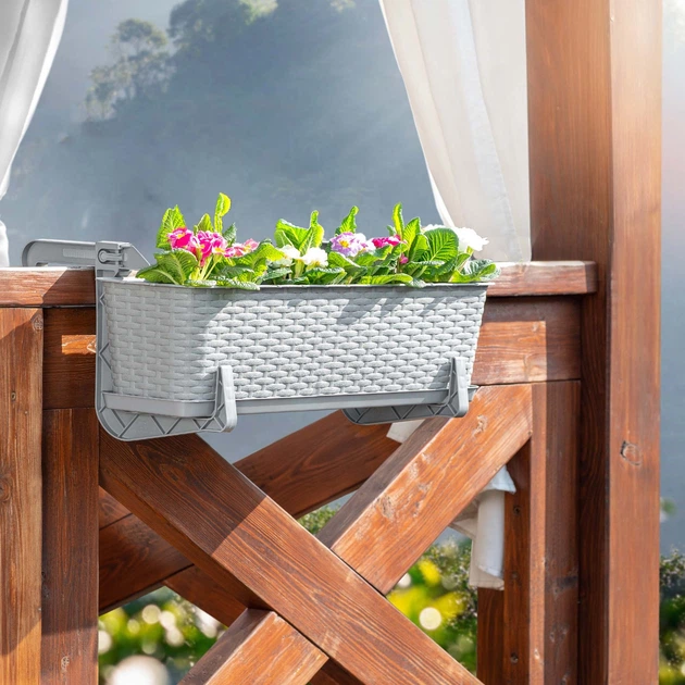 Балконний горщик з ручками Kadax Castro K8203 3 шт. Світло-сірий - зображення 8