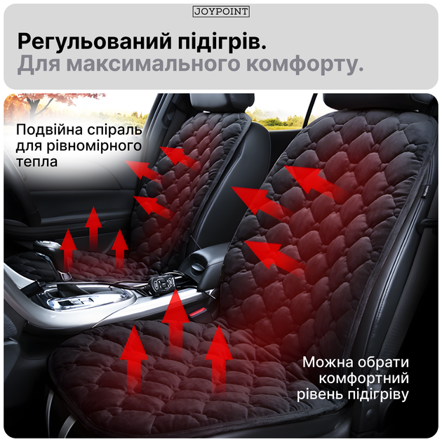 Накидка на сидіння авто із підігрівом JoyPoint 49 х 52 х 60 см Чорна (JPSTCR01) - зображення 3