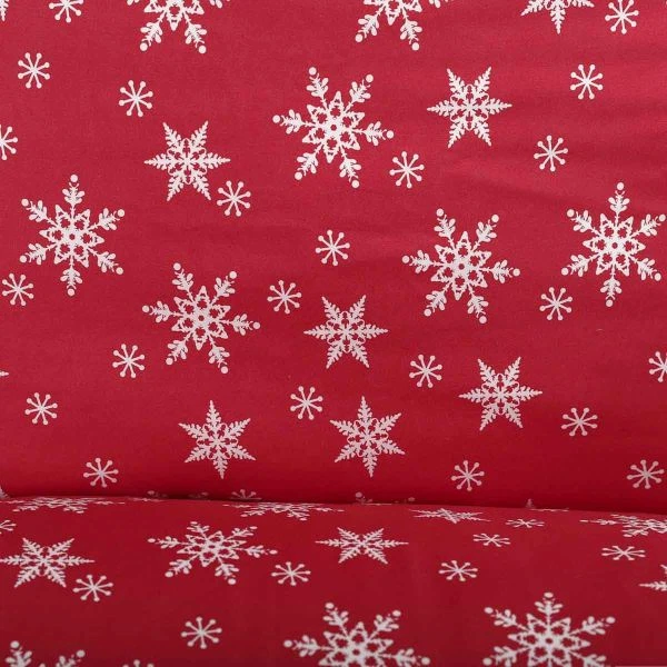Komplet pościeli Homla Snoflock poszewka na kołdrę i 2 poszewki na poduszki wzór śnieżynki czerwona 160x200 / 2*70x80 cm (5904183867977) - obraz 3