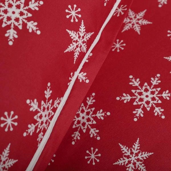Komplet pościeli Homla Snoflock poszewka na kołdrę i 2 poszewki na poduszki wzór śnieżynki czerwona 160x200 / 2*70x80 cm (5904183867977) - obraz 4