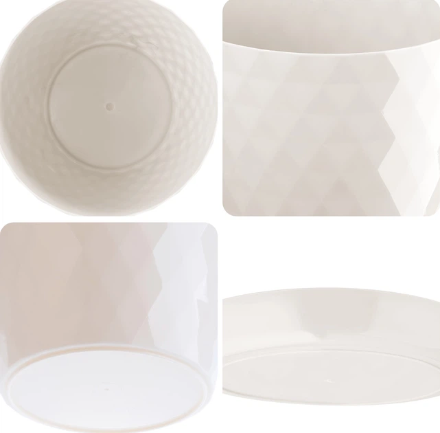 Doniczka na kwiaty z podstawką Kadax Amily 20 cm 3 szt. Kremowa (K8159) - obraz 4