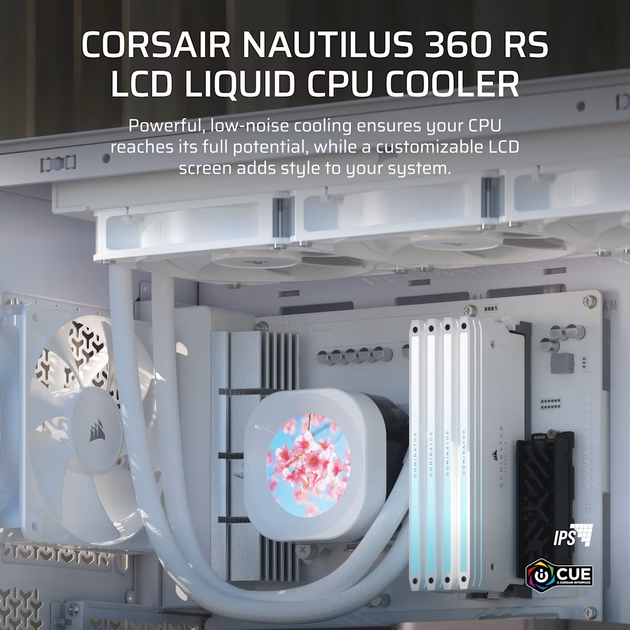 Система водяного охолодження із вентиляторами 120 мм Corsair Nautilus 360 RS LCD White (CW-9061034-WW) - Фото 3 Система водяного охолодження із вентиляторами 120 мм Corsair Nautilus 360 RS LCD White (CW-9061034-WW) - зображення 3