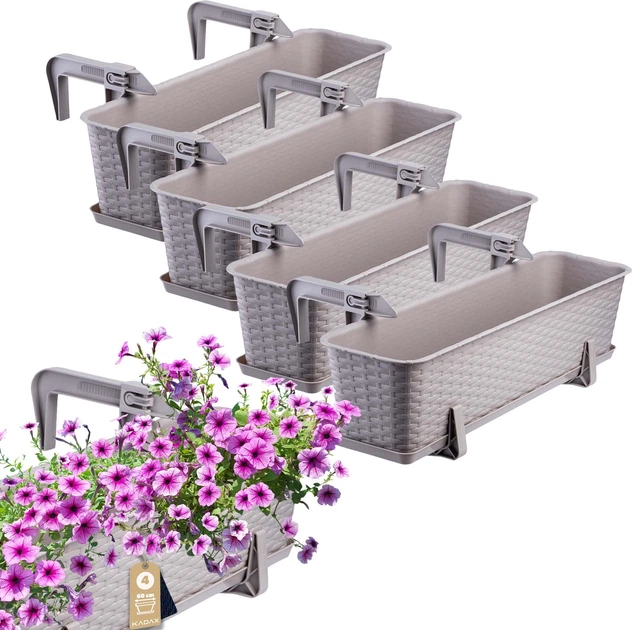 Балконний горщик з ручками Kadax Castro K8216 4 шт. Карамельний - зображення 1