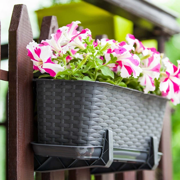 Балконний горщик з ручками Kadax Castro K8211 3 шт. Графітовий - зображення 3