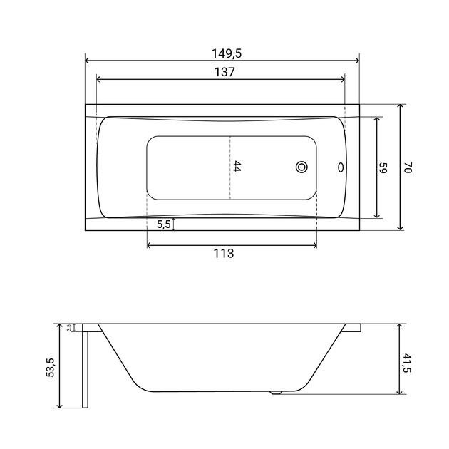 Ванна акриловая Helmken Luna 150x70 см (3692591FG9) комплект 3 в 1: прямоугольная ванна, ножки и Белая фронтальная панель - Фото 15 Ванна акриловая Helmken Luna 150x70 см (3692591FG9) комплект 3 в 1: прямоугольная ванна, ножки и Белая фронтальная панель - изображение 15