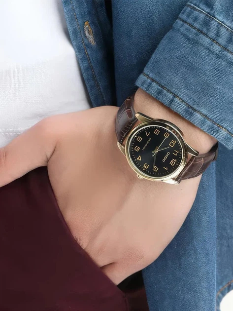 Чоловічий наручний годинник Casio MTP-V001GL-1B, кварцовий, шкіряний ремінець, водозахист 30 м - зображення 6