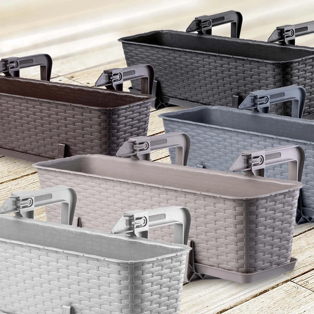 Балконний горщик з ручками Kadax Castro K8207 3 шт. Антрацитовий - зображення 7