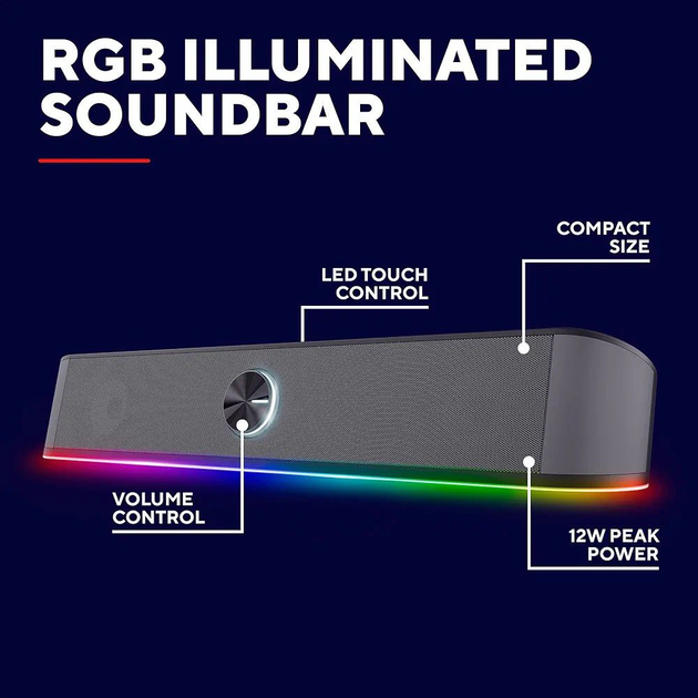 Световая звуковая панель Trust GXT 619 Thorne RGB с подсветкой - изображение 2