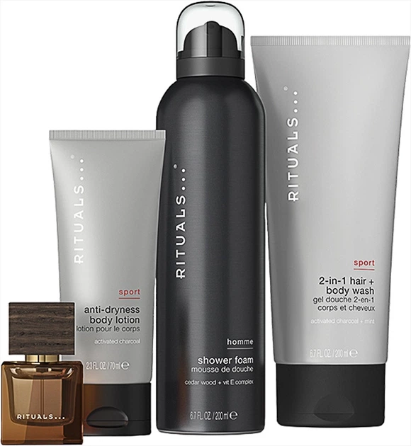 Zestaw męski Rituals Homme Woda perfumowana 15 ml + Balsam do ciała 70 ml + Szampon i żel do ciała 2w1 200 ml + Pianka pod prysznic 200 ml (8719134184) (955555914600026) - Outlet - obraz 2