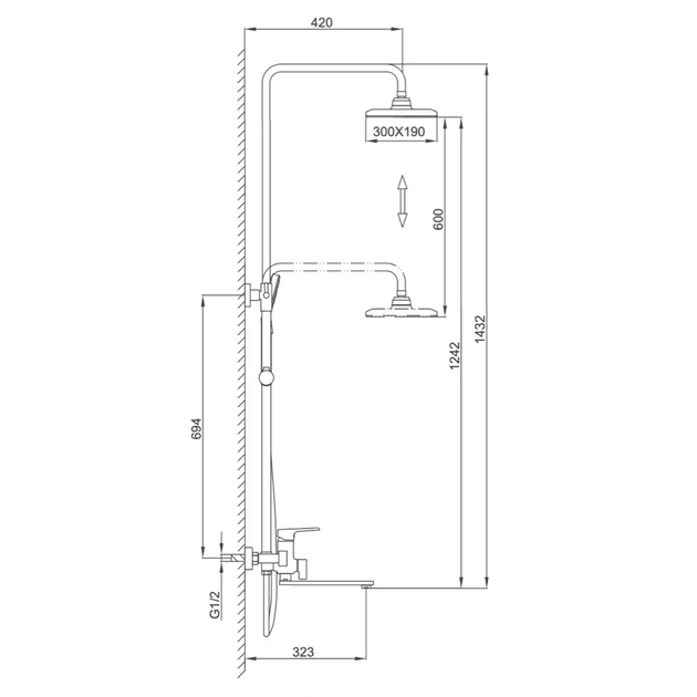 Чёрная Душевая система с тропическим душем Frap F2471-6 - изображение 6
